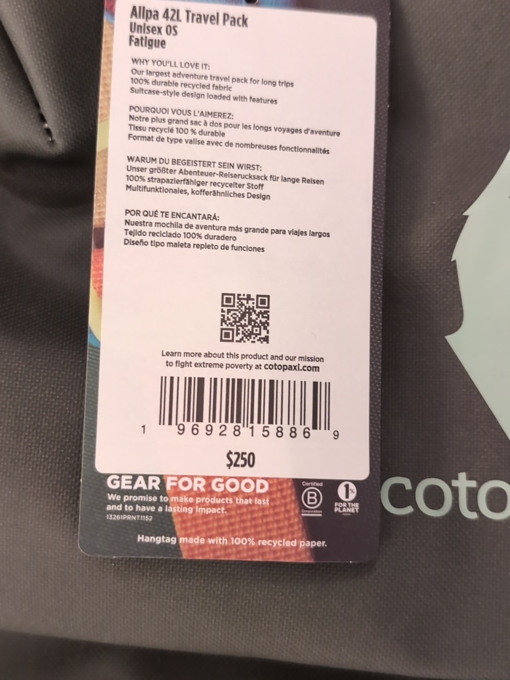Cotopaxi Allpa 42L Travel Pack - Picture 3 of 5